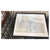 FRAMED VINTAGE SKETCH OF COUNTRY STORE