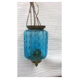 VNTG. BLUE GLASS HANGING LAMP "MOONLIGHT SAMPLE"