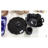 L.E. SMITH GLASS IN BLACK AMETHYST 3 PC