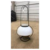 BRASS & MILK GLASS CONVERTED OIL LAMP