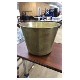 ANTIQUE BRASS BUCKET W. FORGED IRON HANDLE