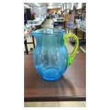 CASPARI ACRYLIC PITCHER TURQUOISE & GREEN HANDLE