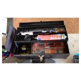 METAL TOOL BOX & ASST. GUN CLEANING ACCESSORIES
