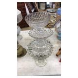 3 ELIVATED GLASS COMPOTES