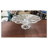 LE SMITH DOMINION CLEAR GLASS PEDESTAL CAKE STAND