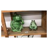 2 CERAMIC FROG GARDEN STATUES