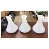 3 MILK GLASS SHADES