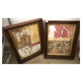 PAIR OF WALNUT FRAMED SIGNED PRINTS