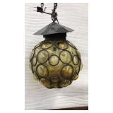 VNTG. BLOWN AMBER BUBBLE GLASS LIGHT FIXTURE