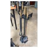 FIREPLACE TOOL SET- IRON ON STAND
