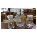 3 VINTAGE CANNING JARS