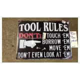 TOOL RULES METAL SIGN