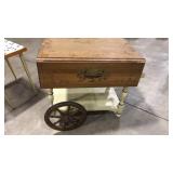 DROP LEAF ETCHED SIDE TEA CART