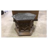 VINTAGE HEXAGONAL STONE TOP SIDE TABLE
