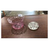 GLASS FROG & CRANBERRY GLASS BOWL