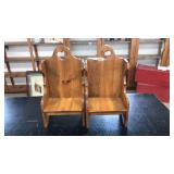 PAIR OF WOOD HEART CUTOUT DOLL CHAIRS