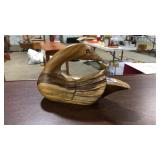 VINTAGE WOOD CARVED SWAN 9'