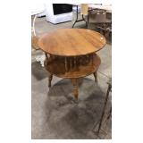 MAPLE NUTMEG 2 TIER DRUM TABLE: ETHAN ALLEN