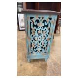 DECORATIVE CARVED LAMP TABLE W/ STORAGE