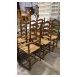 6 ASST LADDER BACK RUSH SEAT DINING CHAIRS
