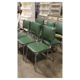 6 MID CENTURY GREEN UPHOLSTERED CHAIRS