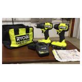 RYOBI 1/2 DRIVE DRILL & 1/4' IMPACT DRIVER KIT