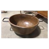 LRG PRIMITIVE COPPER POT W/ IRON HANDLES