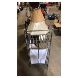 METAL LAUNDRY TOWER AND 2 LAMP SHADES