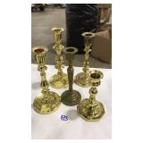 ASST BRASS CANDLESTICK HOLDERS