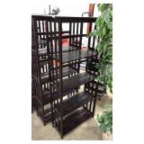 (2) 5-TIER WOOD SHELVING, 63 IN