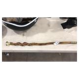 HAND CRAFTED WANT W/ TWISTED HARDWOOD & GOLD TONE