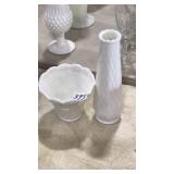 MILK GLASS VASE & BOWL