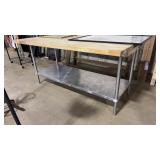 CHROME BOTTOM BUTCHER BLOCK TABLE