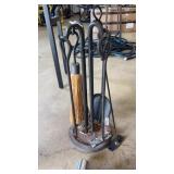 FIREPLACE TOOL SET- IRON ON STAND