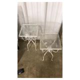 PAIR OF METAL AND GLASS PLANT STANDS