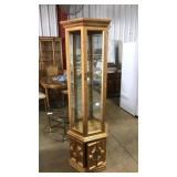VNTG. GILT FINISH LIGHTED CURIO CABINET