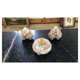 CAPODIMONTE PERFUME BOTTLES & POWDER JAR