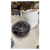 LIDDED BOWL & CERAMIC PITCHER