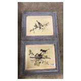 2 PC FRAMED BIRD ART