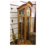 ORNATE HOWARD MILLER OAK CASED GRANDFATHER CLOCK