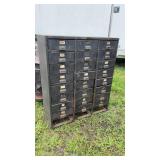 METAL STORAGE CABINET, MULTI DRAWER & CONTENTS