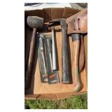 FLAT OF ASST. TOOLS: HAMMERS, HATCHETS, ETC