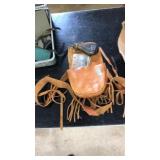 VNTG. BLACK POWDER FLASK AND SLING BAG