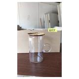 (6) CRATE & BARREL GOLD RIMMED IRISH COFFEE CUPS