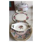 6 PC. PORCELAIN SERVING TRAYS & BOWL W/LID