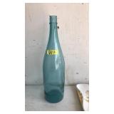 16" DECORATIVE BLUE GLASS BOTTLE