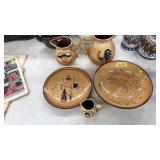 PENNSBURY POTTERY PITCHERS, BOWL AND PLATE