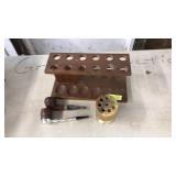VNTG. PIPE HOLDER, 2 PIPES, MARBLE PENCIL HOLDER