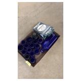 FLAT OF BLUE GLASS JARS & BOTTLE CAPS