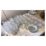 COLLECTION OF PRESSED GLASS CUPS, PLATES, ETC